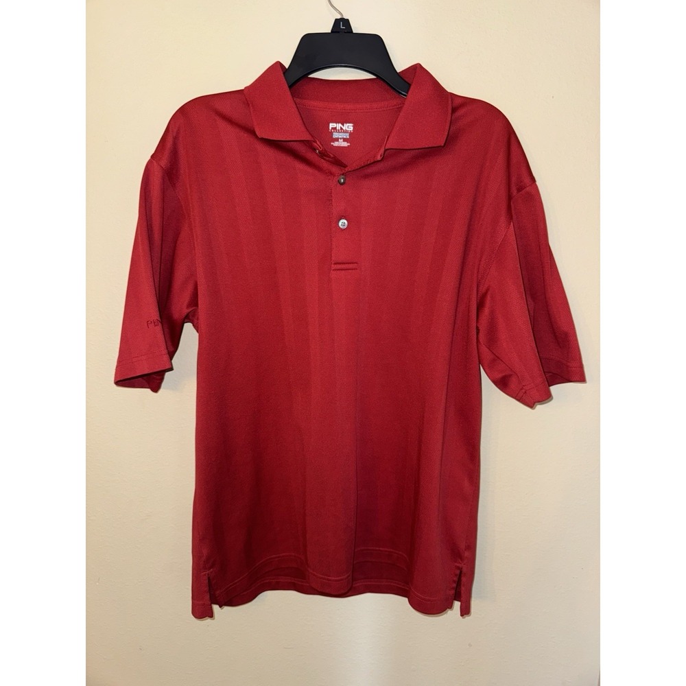 Ping Collection Mens Performance Dynamics Polo Shirt Red Shadow Stripe Medium